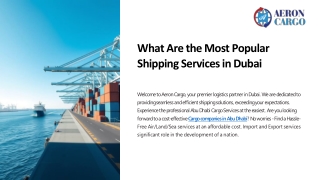 What Are the Most Popular Shipping Services in Dubai