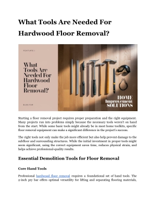 What Tools Are Needed For Hardwood Floor Removal_