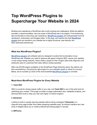 Top WordPress Plugins to Supercharge Your Website in 2024