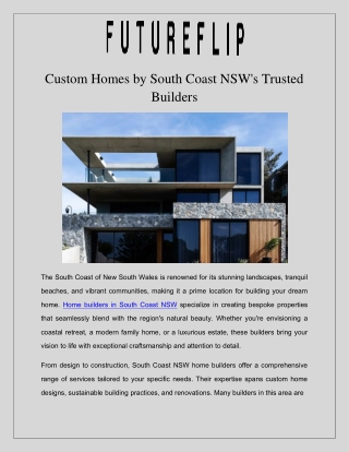 Custom Homes by South Coast NSW's Trusted Builders