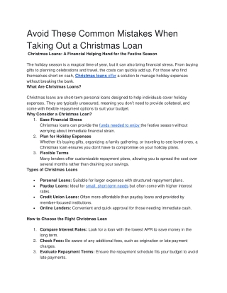 Christmas Loan