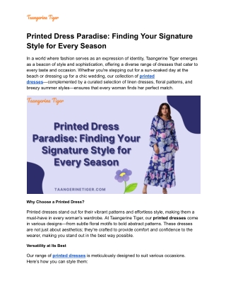 Printed Dress Paradise_ Finding Your Signature Style for Every Season