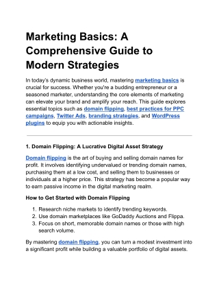 Marketing Basics: A Comprehensive Guide to Modern Strategies