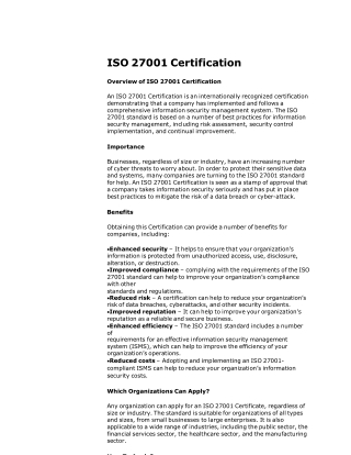 ISO 27001 Certification