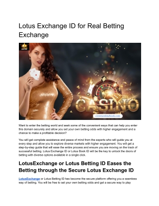 Lotus Exchange ID for Real Betting Exchange