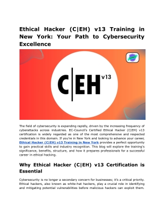 Ethical Hacker (C_EH) v13 Training in New York_ Your Path to Cybersecurity Excellence