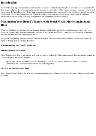 Maximizing Your Brand's Impact with Social Media Marketing in Santa Rosa