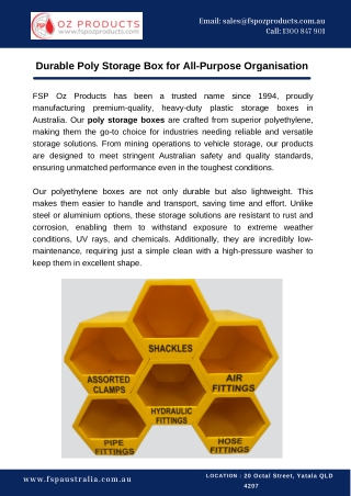 Durable Poly Storage Box for All-Purpose Organisation