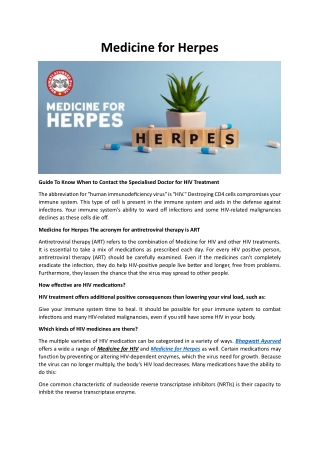 Medicine for Herpes