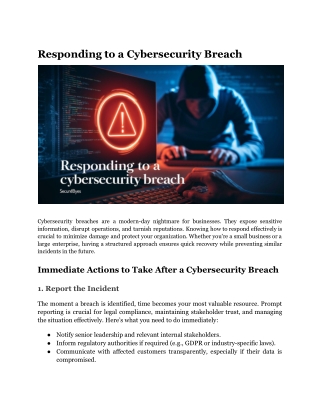Responding to a Cybersecurity Breach