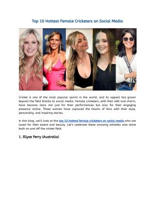 Top 10 Hottest Female Cricketers on Social Media