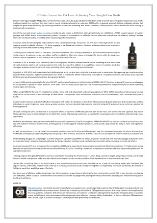 Effective Sarms For Fat Loss - Achieving Your Weight Loss Goals