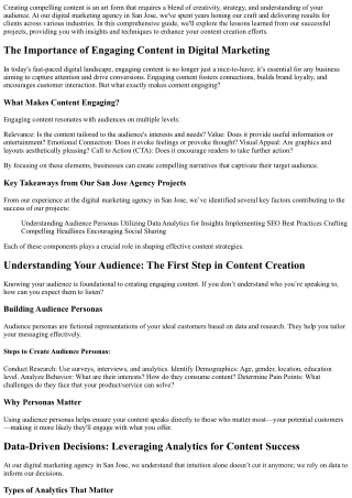 Creating Engaging Content: Lessons from Our Successful San Jose Agency Projects