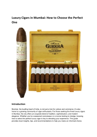 Luxury Cigars in Mumbai_ How to Choose the Perfect One