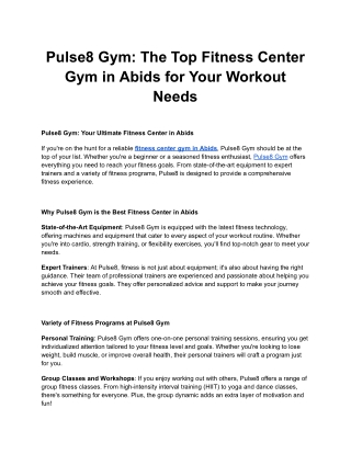 Pulse8 Gym_ The Top Fitness Center Gym in Abids for Your Workout Needs