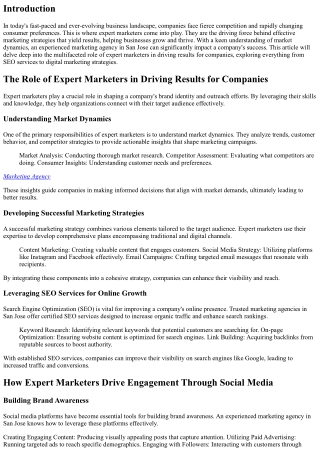 The Role of Expert Marketers in Driving Results for Companies