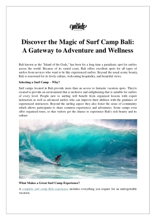 Discover the Magic of Surf Camp Bali  A Gateway to Adventure and Wellness