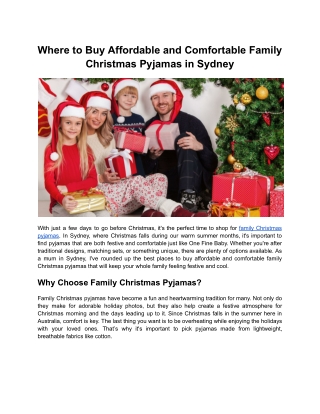 Where to Buy Affordable and Comfortable Family Christmas Pyjamas in Sydney