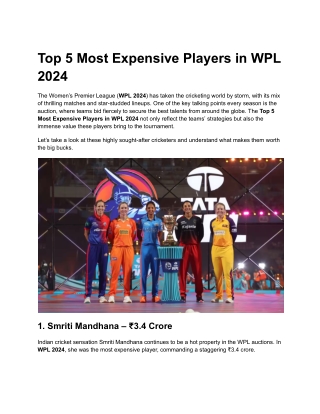 Top 5 Most Expensive Players in WPL 2024 (1)