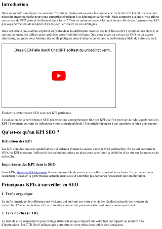 “Évaluer la performance SEO avec des KPI pertinents”