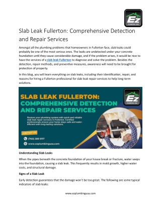 Professional Slab Leak Detection in Fullerton