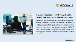 Corporate Negotiation Skills Training Best Tips to Promote Your Negotiation Skills with Knockwalk