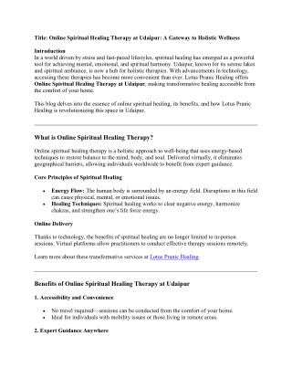 Chakra Balancing and Online Spiritual Healing Therapy in Udaipur
