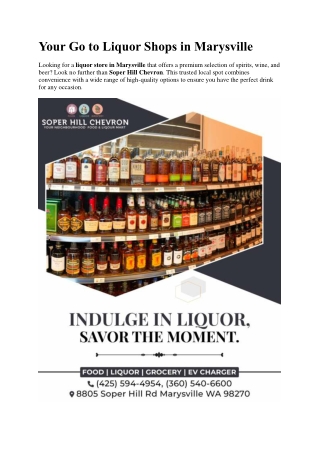 Your Go to Liquor Shops in Marysville