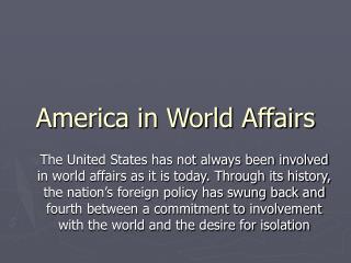 America in World Affairs