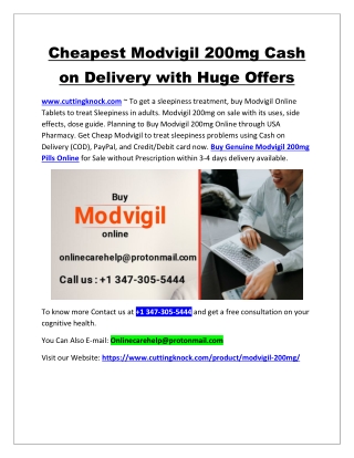 Cheapest Modvigil 200mg Cash on Delivery with Huge Offers