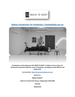 Sydney chiropractor for headaches | braintobody.com.au