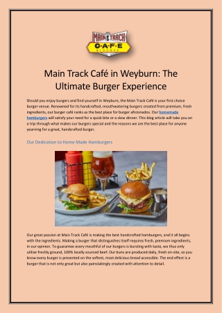 Main Track Café in Weyburn The Ultimate Burger Experience