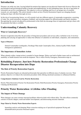 Rebuilding Futures: Just How Priority Restoration Experts Transform Disaster Rec