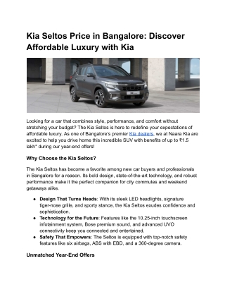 Kia Seltos Price in Bangalore_ Discover Affordable Luxury with Kia