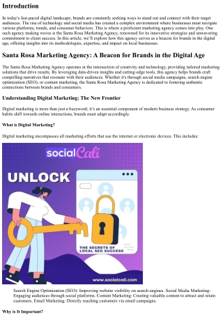 Santa Rosa Marketing Agency: A Beacon for Brands in the Digital Age