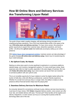 How $0 Online Store and Delivery Services Are Transforming Liquor Retail