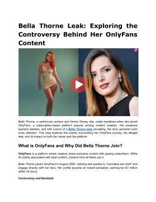 Bella Thorne Leak_ Exploring the Controversy Behind Her OnlyFans Content