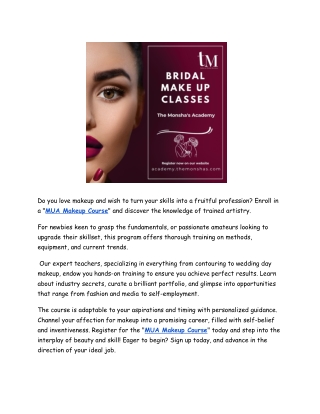 Mua Makeup Course Master the Art of Beauty