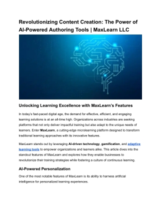 Revolutionizing Content Creation_ The Power of AI-Powered Authoring Tools _ MaxLearn LLC