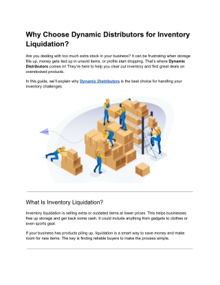 Why Choose Dynamic Distributors for Inventory Liquidation