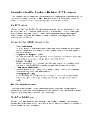 Creating Exceptional User Experiences