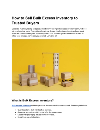 How to Sell Bulk Excess Inventory to Trusted Buyers