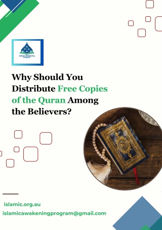 Why Should You Distribute Free Copies of the Quran Among the Believers?