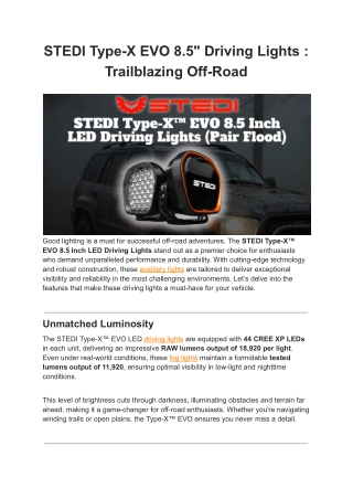 STEDI Type-X EVO 8.5" Driving Lights : Trailblazing Off-Road