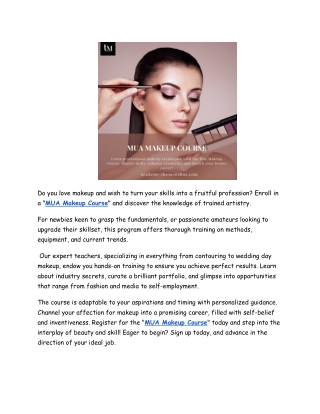Mua Makeup Course Master the Art of Beauty