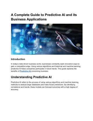 A Complete Guide to Predictive AI and its Business Applications
