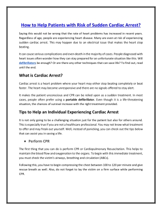 How to Help Patients with Risk of Sudden Cardiac Arrest