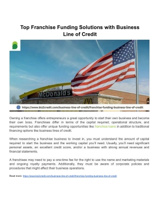 Franchise Funding Made Easy with a Business Line of Credit