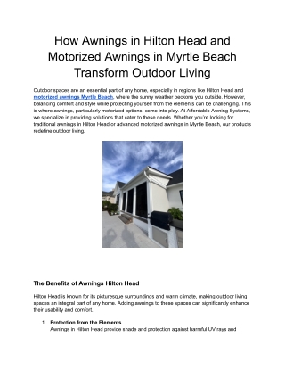 How Awnings in Hilton Head and Motorized Awnings in Myrtle Beach Transform Outdoor Living