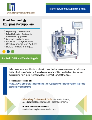 Food Technology Equipments Suppliers